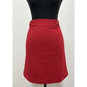 Ann Taylor LOFT Petites Red Mini Skirt Size 8P Button Waist Lined